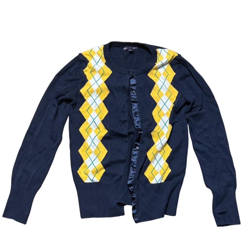 GAP Dark Blue Cardigan with Yellow Pattern